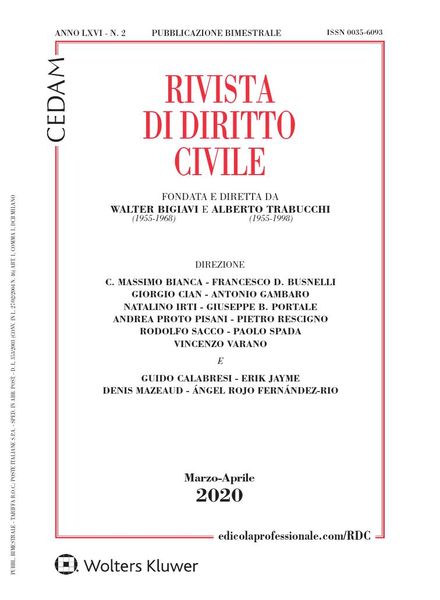 Rivista di Diritto Civile – Marzo-Aprile 2020