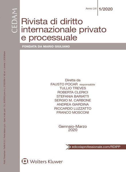 Rivista di Diritto Internazionale Privato e Processuale – Gennaio-Marzo 2020