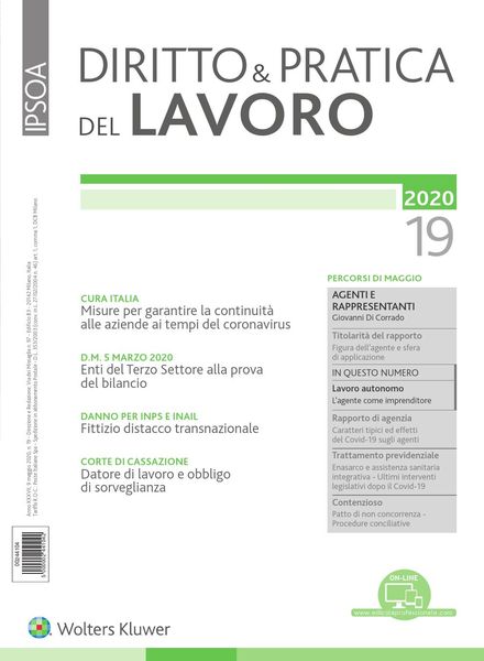 Diritto e Pratica del Lavoro – 9 Maggio 2020