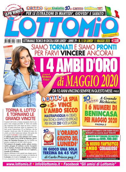 Lottomio del Lunedi – 11 Maggio 2020