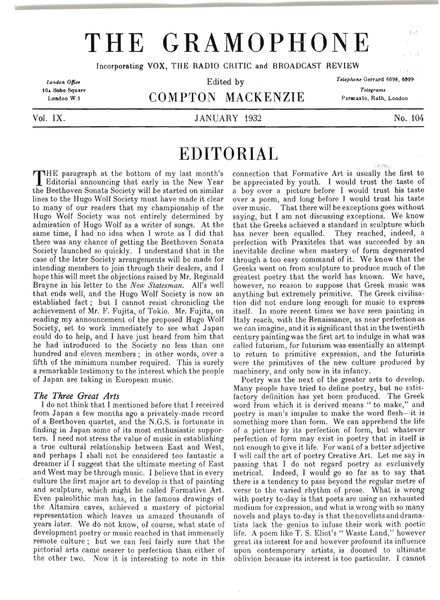 Gramophone – January 1932