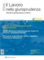 Il lavoro nella giurisprudenza – Aprile 2020