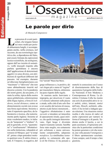 L’Osservatore – 16 Maggio 2020