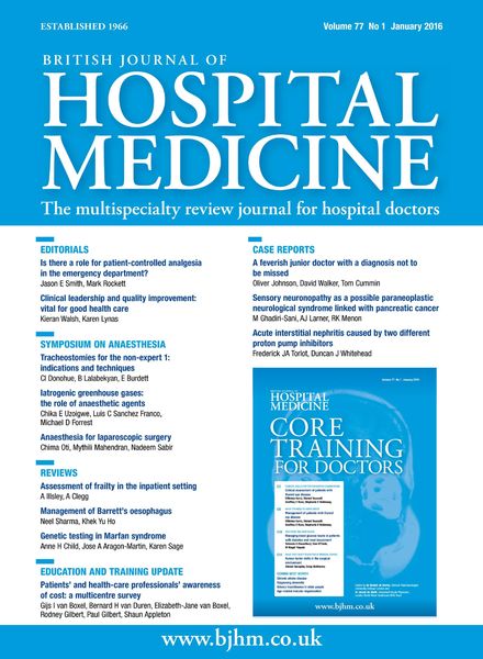 British Journal of Hospital Medicine – January 2016