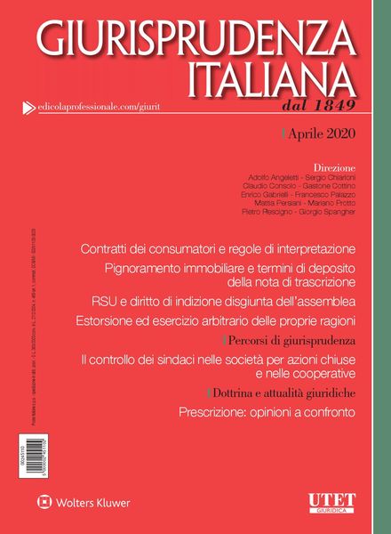 Giurisprudenza Italiana – Aprile 2020