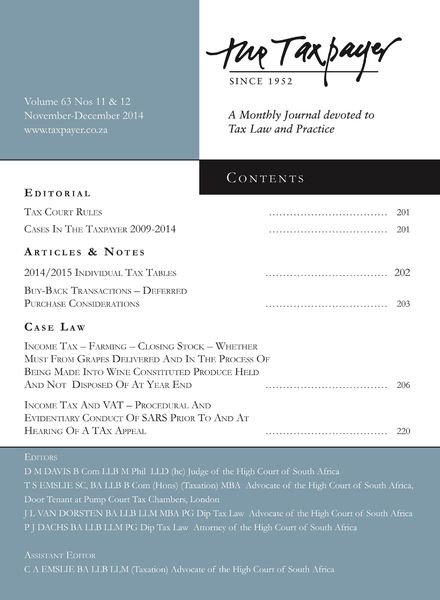 The Taxpayer – November – December 2014