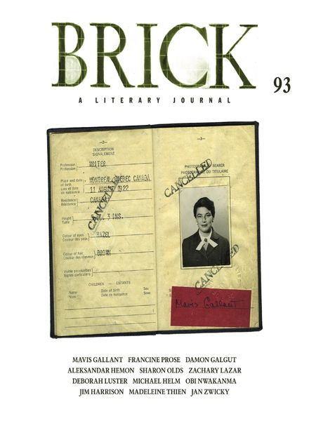 Brick A Literary Journal – Issue 93, Summer 2014