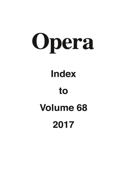 Opera – Opera Index to Volume 68 2017