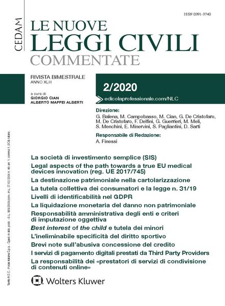 Le Nuove Leggi Civili Commentate – Marzo-Aprile 2020