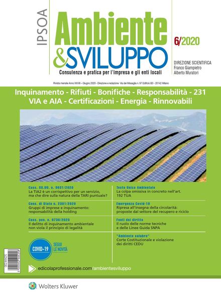 Ambiente & sviluppo – Giugno 2020