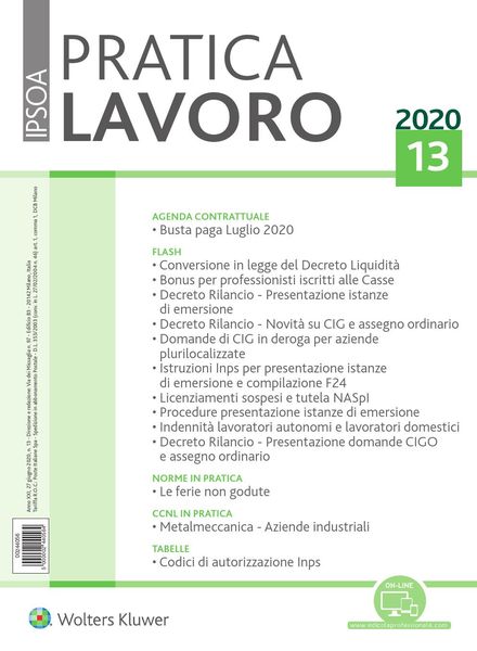 Pratica Lavoro – 27 Giugno 2020