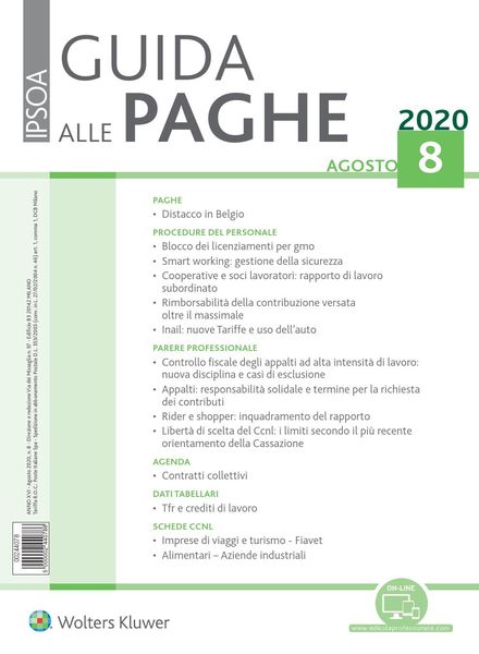 Guida alle paghe – Agosto 2020