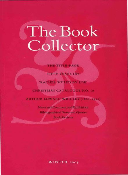 The Book Collector – Winter 2003