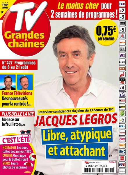 TV Grandes chaines – 8 Aout 2020