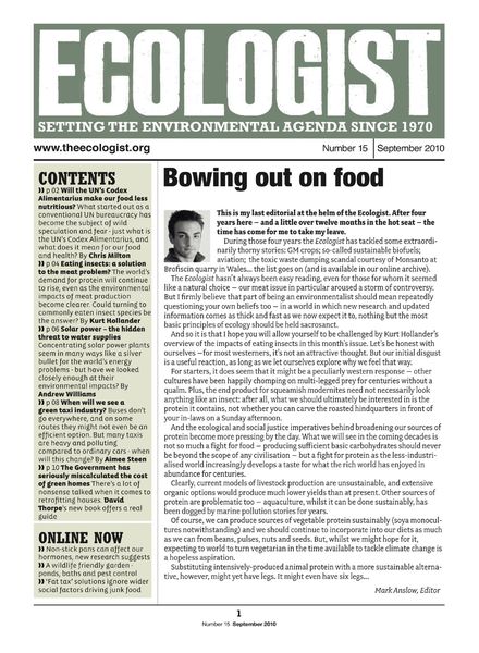 Resurgence & Ecologist – Ecologist Newsletter 15 – Sep 2010