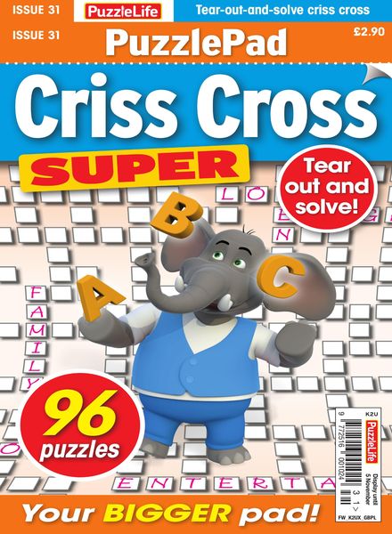 PuzzleLife PuzzlePad Criss Cross Super – Issue 31 – October 2020