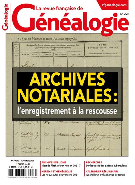 La Revue francaise de Genealogie – Octobre-Novembre 2020