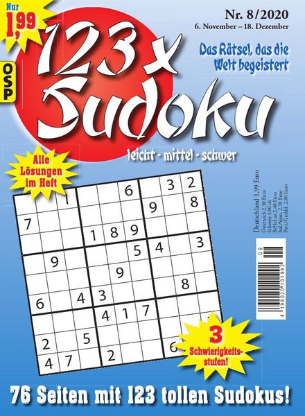 123 x Sudoku – 6 November 2020