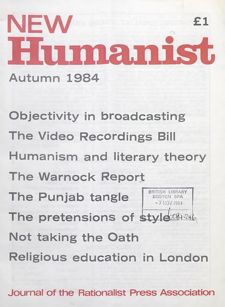 New Humanist – Autumn 1984