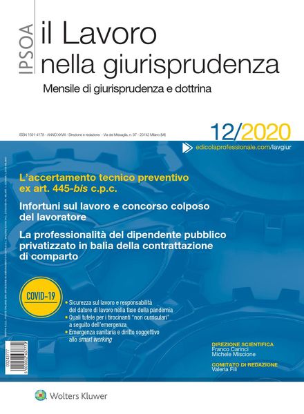 Il lavoro nella giurisprudenza – Dicembre 2020