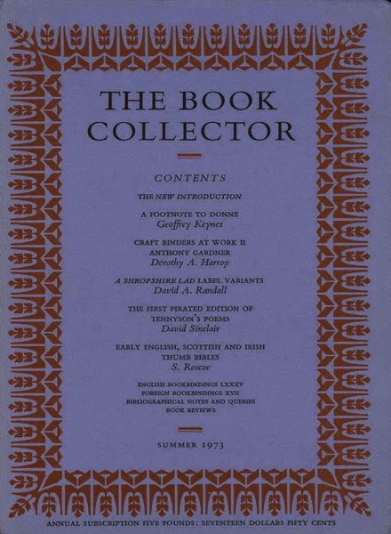 The Book Collector – Summer, 1973