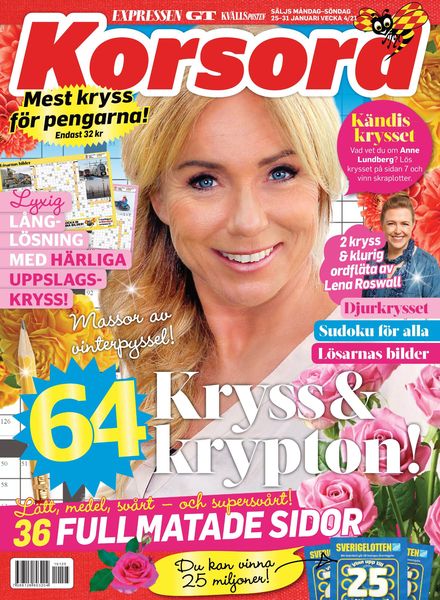 Korsord – 25 januari 2021