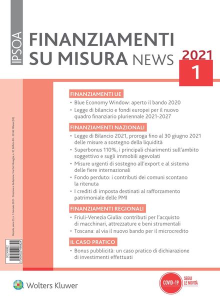 Finanziamenti su misura news – Gennaio 2021