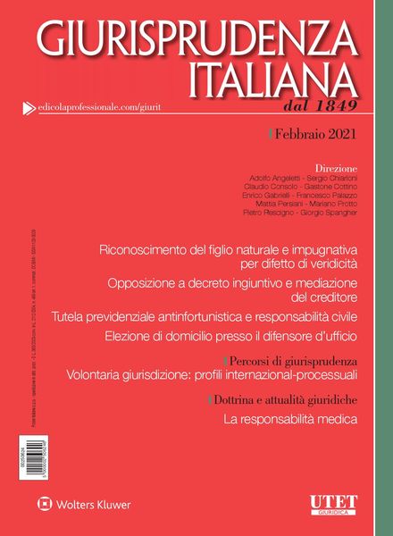 Giurisprudenza Italiana – Febbraio 2021