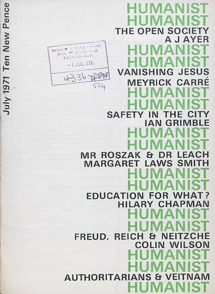 New Humanist – The Humanist July 1971