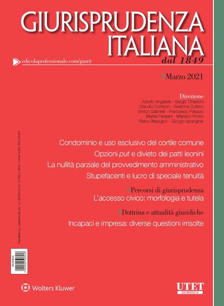 Giurisprudenza Italiana – Marzo 2021