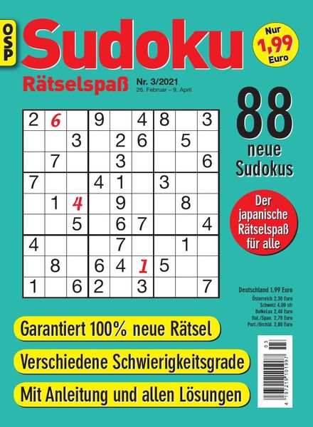 Sudoku Ratselspass – Nr.3 2021
