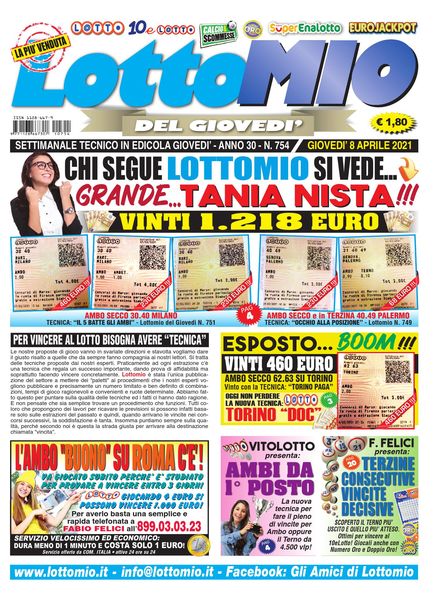 Lottomio del Giovedi – 8 Aprile 2021