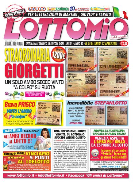 Lottomio del Lunedi – 12 Aprile 2021