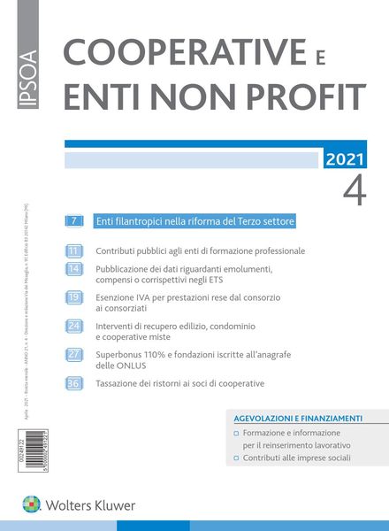 Cooperative e enti non profit – Aprile 2021