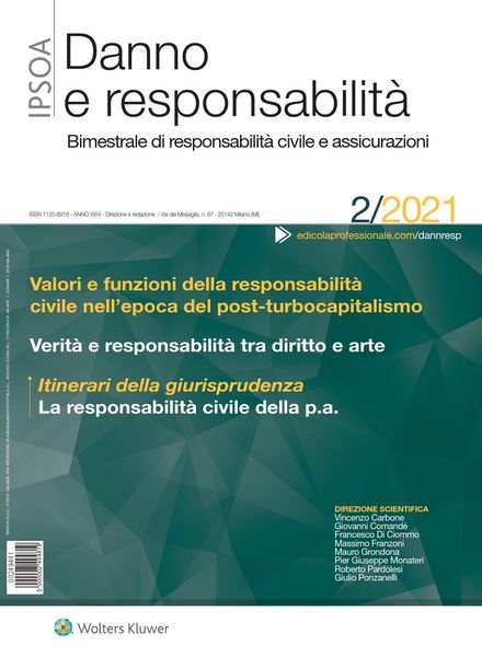 Danno e Responsabilita – Marzo-Aprile 2021