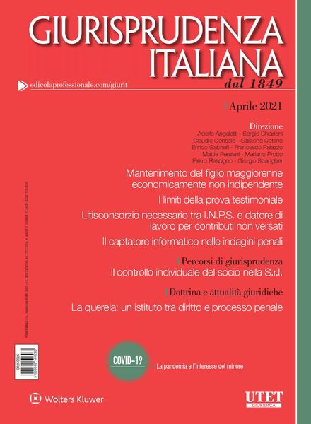 Giurisprudenza Italiana – Aprile 2021