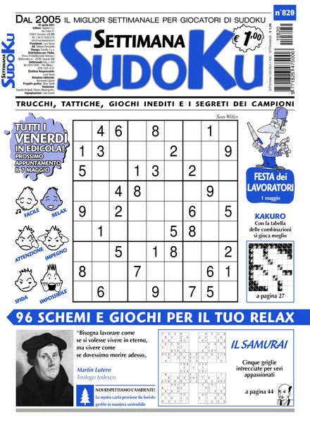 Settimana Sudoku – 28 aprile 2021