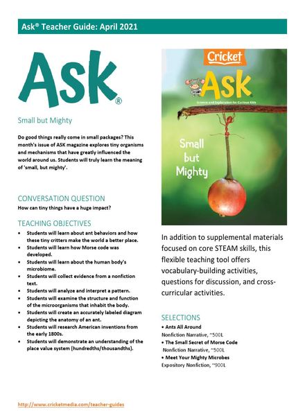 Ask Teacher’s Guide – April 2021