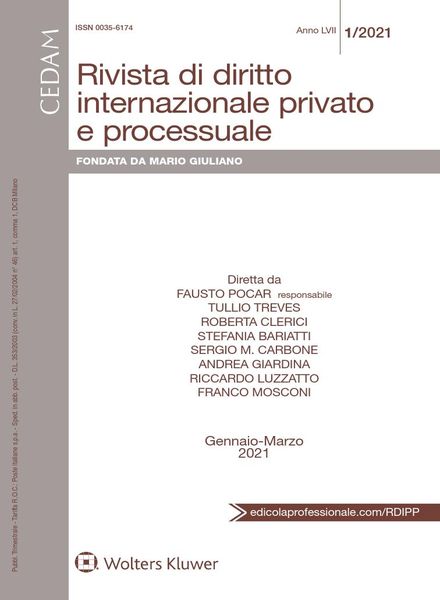 Rivista di Diritto Internazionale Privato e Processuale – Maggio 2021