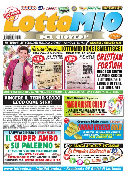 Lottomio del Giovedi – 3 Giugno 2021