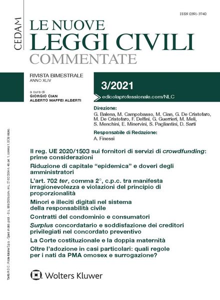 Le Nuove Leggi Civili Commentate – Maggio-Giugno 2021