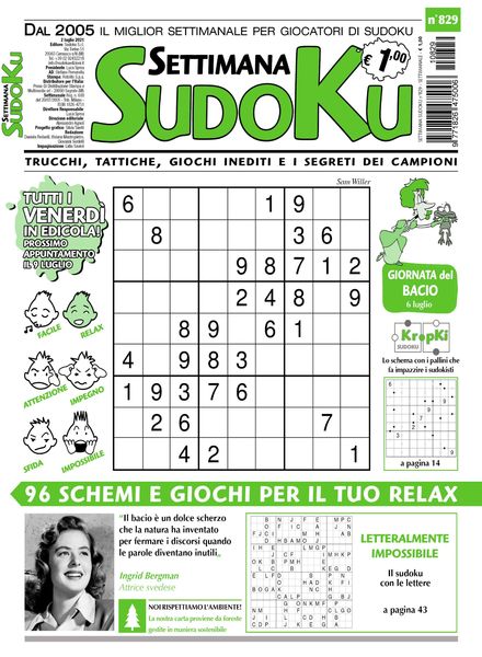 Settimana Sudoku – 30 giugno 2021