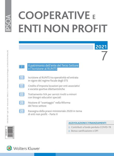 Cooperative e enti non profit – Luglio 2021