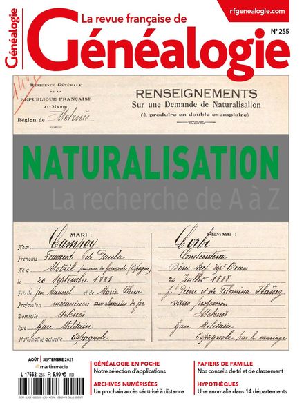 La Revue francaise de Genealogie – Aout-Septembre 2021