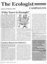 Resurgence & Ecologist – Campaigns Vol 24 N 1 – January-February 1994