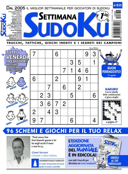 Settimana Sudoku – 11 agosto 2021