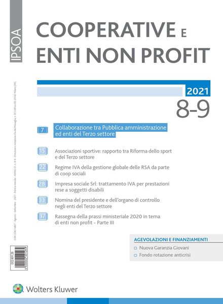 Cooperative e enti non profit – Agosto-Settembre 2021