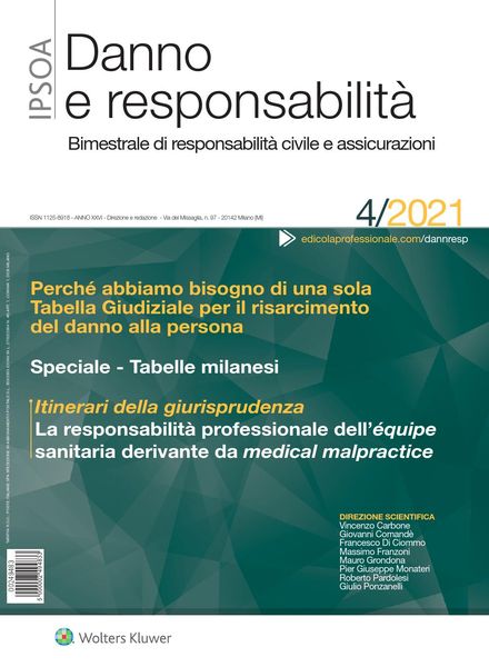 Danno e Responsabilita – Luglio-Agosto 2021