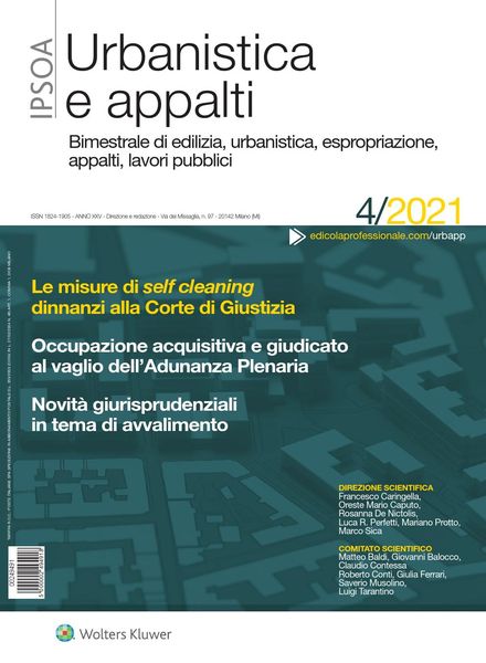 Urbanistica e appalti – Luglio-Agosto 2021