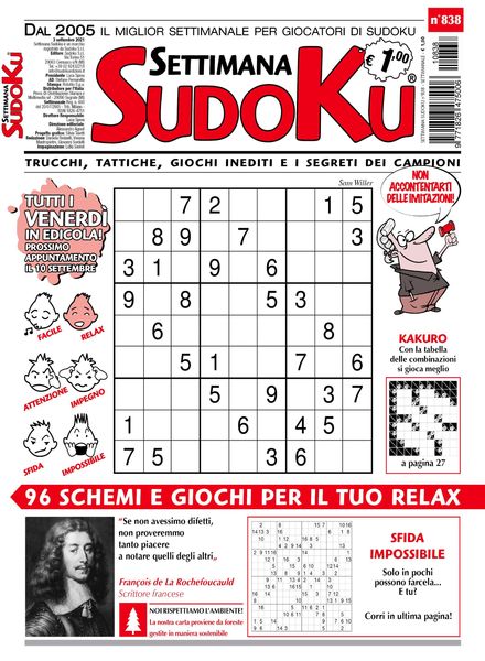 Settimana Sudoku – 01 settembre 2021